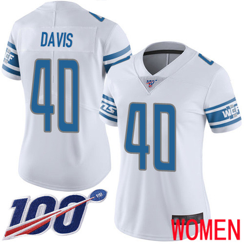 Detroit Lions Limited White Women Jarrad Davis Road Jersey NFL Football #40 100th Season Vapor Untouchable->women nfl jersey->Women Jersey